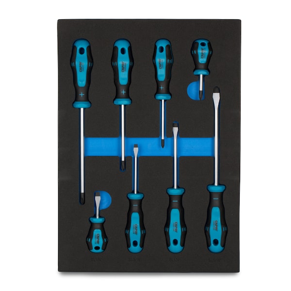 Capri Tools Kontour Screwdriver Set with the Mechanic's Tray, 8 pcs 25000-SS8KMT - main